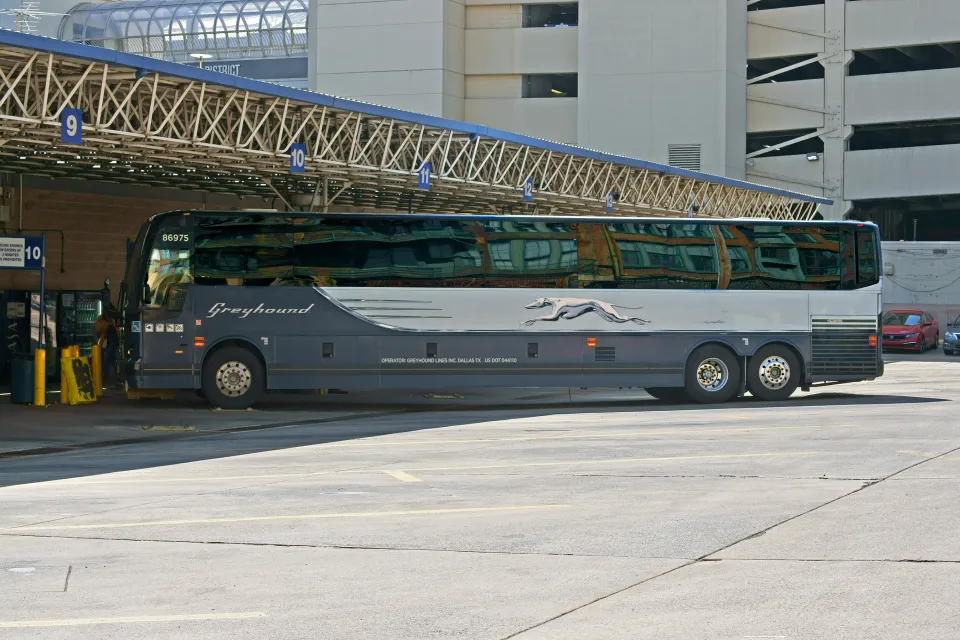 Greyhound bus at Philadelphia bus station